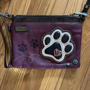 Chala Burgundy Crossbody Bag with Paw Design